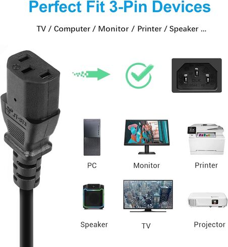 Power Cord Compatible with Dynex TV DX-26L150A11 DX-LCD32-09 DX-L42-10A DX-55L150A11 DX-37L150A11 and More in Kuwait