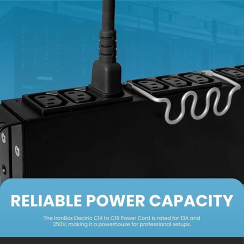 IronBox Electric C14 to C19 Power Cords - 13A, 250V, 16/3 AWG SJT - UL Listed Power Supply Cable - Heavy Duty Power Cord Extension for Computer, Monitor, PDU, Desktop, Audio and More (10 ft, Black) in Saudi Arabia