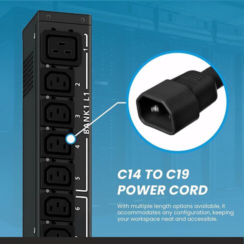 IronBox Electric C14 to C19 Power Cords - 13A, 250V, 16/3 AWG SJT - UL Listed Power Supply Cable - Heavy Duty Power Cord Extension for Computer, Monitor, PDU, Desktop, Audio and More (10 ft, Black) in Saudi Arabia