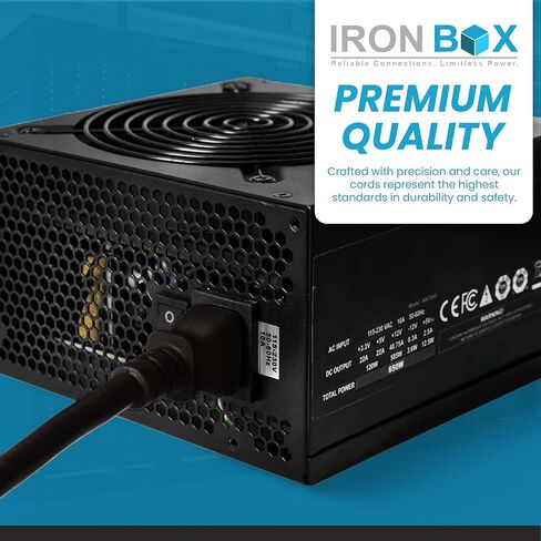 IronBox Electric C14 to C19 Power Cords - 13A, 250V, 16/3 AWG SJT - UL Listed Power Supply Cable - Heavy Duty Power Cord Extension for Computer, Monitor, PDU, Desktop, Audio and More (10 ft, Black) in Saudi Arabia
