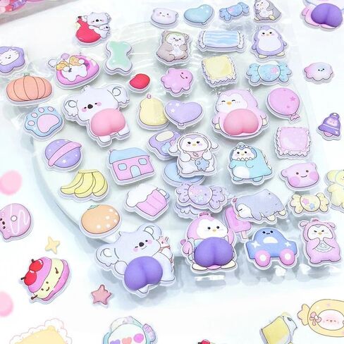 Kawaii 3D Bubble Foam Sticker,Cute Puffy Stickers,Puff Squishies Bear Bunny Stickers,for Phone Case Notebook DIY, Tiny DIY Sticker for Scrapbooks Laptops Water Bottles(Random one) in Saudi Arabia