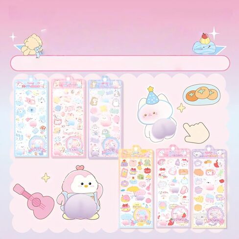 Kawaii 3D Bubble Foam Sticker,Cute Puffy Stickers,Puff Squishies Bear Bunny Stickers,for Phone Case Notebook DIY, Tiny DIY Sticker for Scrapbooks Laptops Water Bottles(Random one) in Saudi Arabia