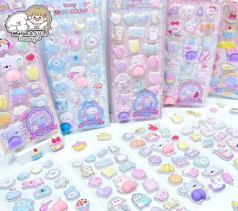 Kawaii 3D Bubble Foam Sticker,Cute Puffy Stickers,Puff Squishies Bear Bunny Stickers,for Phone Case Notebook DIY, Tiny DIY Sticker for Scrapbooks Laptops Water Bottles(Random one) in Saudi Arabia