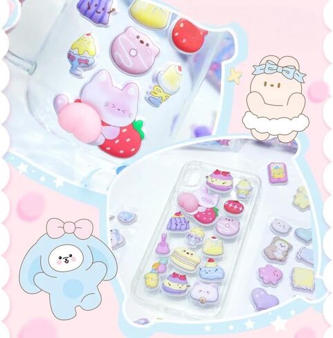 Kawaii 3D Bubble Foam Sticker,Cute Puffy Stickers,Puff Squishies Bear Bunny Stickers,for Phone Case Notebook DIY, Tiny DIY Sticker for Scrapbooks Laptops Water Bottles(Random one) in Saudi Arabia