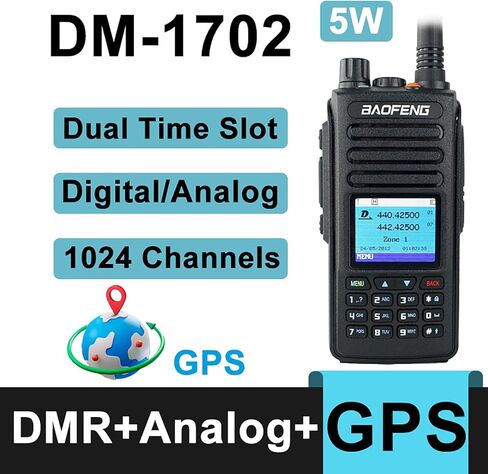 2 حزمة BAOFENG DM-1702 راديو DMR تناظري رقمي بفتحة زمنية مزدوجة 1&2 5W UHF VHF اتجاهين راديو طويل المدى مع GPS جهاز اتصال لاسلكي للبالغين مع كابل برمجة in Kuwait
