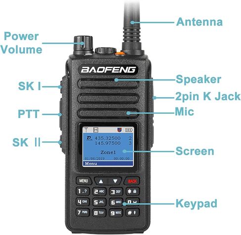 2 حزمة BAOFENG DM-1702 راديو DMR تناظري رقمي بفتحة زمنية مزدوجة 1&2 5W UHF VHF اتجاهين راديو طويل المدى مع GPS جهاز اتصال لاسلكي للبالغين مع كابل برمجة in Kuwait