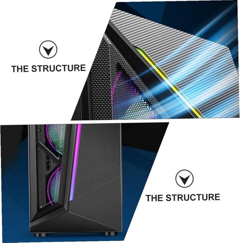 حافظة كمبيوتر ATX متوسطة الحجم RGB مع لوحة أكريليك مقواة إطار شريط إضاءة RGB متعدد الألوان متوافق مع اللوحات الأم ATX Micro-ATX تصميم مدمج للألعاب والمكاتب in Kuwait