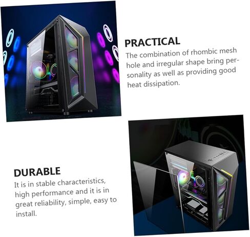 حافظة كمبيوتر ATX متوسطة الحجم RGB مع لوحة أكريليك مقواة إطار شريط إضاءة RGB متعدد الألوان متوافق مع اللوحات الأم ATX Micro-ATX تصميم مدمج للألعاب والمكاتب in Kuwait