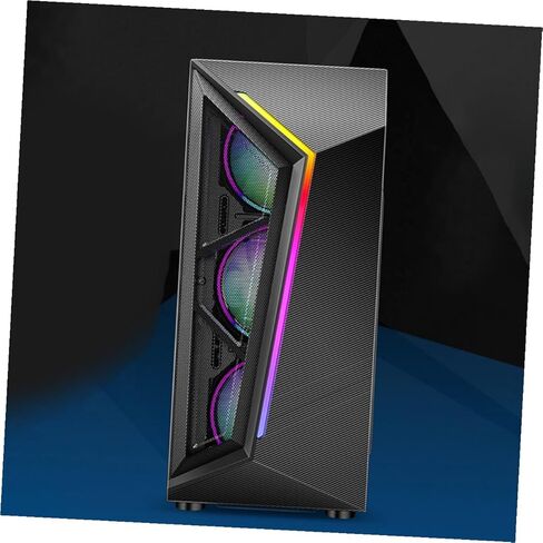 حافظة كمبيوتر ATX متوسطة الحجم RGB مع لوحة أكريليك مقواة إطار شريط إضاءة RGB متعدد الألوان متوافق مع اللوحات الأم ATX Micro-ATX تصميم مدمج للألعاب والمكاتب in Kuwait