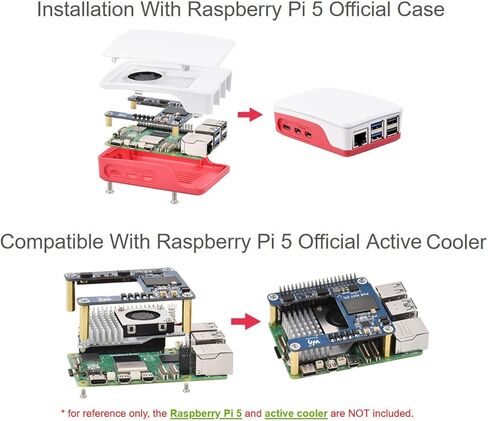 Power Over Ethernet (PoE) HAT for Raspberry Pi 5 / CM5, 802.3af/at PoE Network Standard, 5V 5A Output, Isolated Switched-Mode Power Supply, Compatible with Pi5 Official Case and Active Cooler in Saudi Arabia
