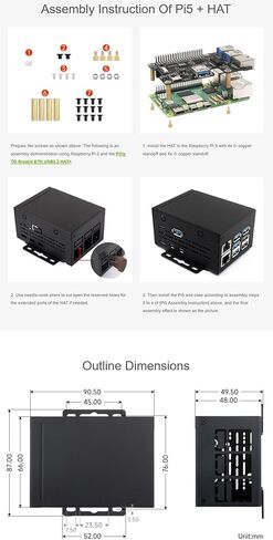 Industrial Grade Metal Case (D) for Raspberry Pi 5 Supports Installing Official Cooling Fan and Various Hats, Larger Internal Space, Wall-Mount and Rail-Mount Support (PI5-CASE-D) in Saudi Arabia