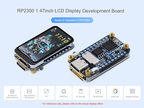 RP2350 1.47inch LCD Display Development Board Based on Raspberry Pi RP2350 Microcontroller, with Onboard 1.47inch LCD 172×320 Pixels 262K Color Display, Colorful RGB LED, etc., Type-C USB Port in Saudi Arabia