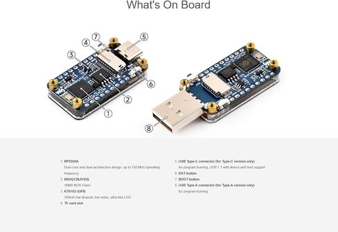 RP2350 1.47inch LCD Display Development Board Based on Raspberry Pi RP2350 Microcontroller, with Onboard 1.47inch LCD 172×320 Pixels 262K Color Display, Colorful RGB LED, etc., Type-C USB Port in Saudi Arabia