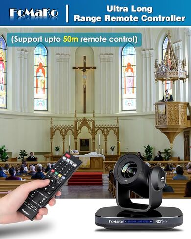 كاميرا FoMaKo 60FPS 4K NDI PTZ، تكبير بصري 20X، يدعم NDI 4K 60 إطارًا في الثانية، مفتاح فيديو KC800 HDMI مع وحدة تحكم PTZ مدمجة، للكنيسة، العبادة، (K820N x2 + KC800) in Saudi Arabia