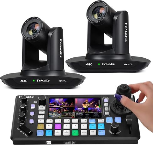 FoMaKo K30NS 4K 30x Optical Zoom PTZ Camera with NDI 6 & NDI HX3, KC800 HDMI Video Switch with Integrated PTZ Controller, for Church, Worship, (K30NS x2 + KC800) in Saudi Arabia