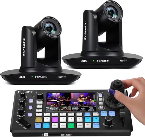 FoMaKo K20UH 4K HDMI PTZ Camera with AI Auto-Tracking(Gen 3), NDI HX3 Certified, 20X Optical Zoom, KC800 HDMI Video Switch with Integrated PTZ Controller (K20UH x2 + KC800) in Saudi Arabia