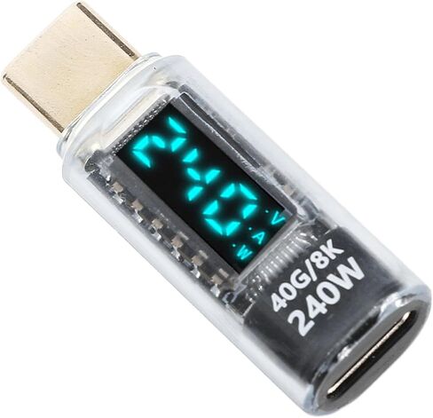 Alomejor USB C Adapter Power Meter with Digital Display 240W PD3.1 Fast Charging 40Gbps Data Transfer USB C Male to Female Extender with 8K 60Hz Projection for Gaming Consoles Hard Drives in Saudi Arabia