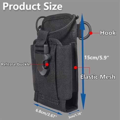 Universal Tactical Radio Molle Pouch with Hook, Compatible with Motorola BaoFeng Kenwood Retevis Yaesu Icom Two-Way Radios, Adjustable Belt/Shoulder Strap Clip for Secure Carry in Saudi Arabia