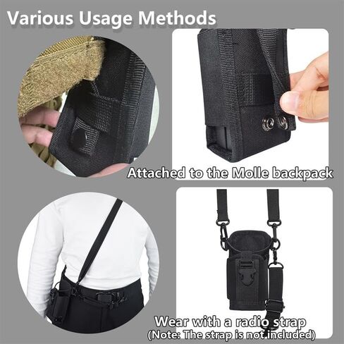 Universal Tactical Radio Molle Pouch with Hook, Compatible with Motorola BaoFeng Kenwood Retevis Yaesu Icom Two-Way Radios, Adjustable Belt/Shoulder Strap Clip for Secure Carry in Saudi Arabia