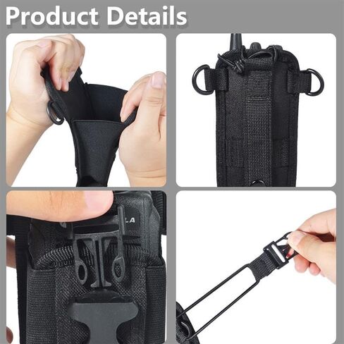 Universal Tactical Radio Molle Pouch with Hook, Compatible with Motorola BaoFeng Kenwood Retevis Yaesu Icom Two-Way Radios, Adjustable Belt/Shoulder Strap Clip for Secure Carry in Saudi Arabia