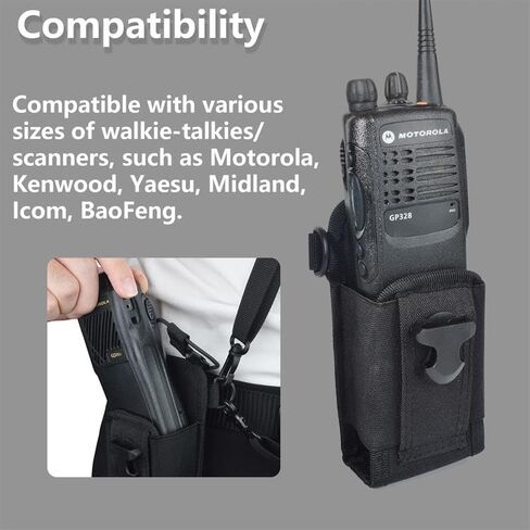 Universal Tactical Radio Molle Pouch with Hook, Compatible with Motorola BaoFeng Kenwood Retevis Yaesu Icom Two-Way Radios, Adjustable Belt/Shoulder Strap Clip for Secure Carry in Saudi Arabia