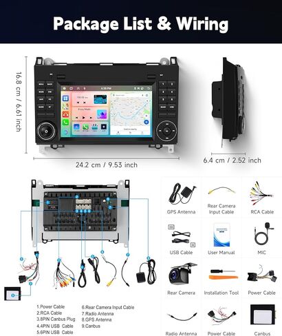 8core 6+128G لسيارة Mercedes Benz W169 W245 W639 W906 Vito Viano B200 Sprinter Android 15 Car Stereo Wireless Carplay Android Auto، 7 بوصة لراديو B200 Bluetooth 5G WiFi GPS + كاميرا احتياطية in Saudi Arabia