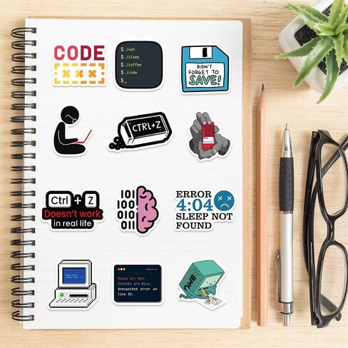 50 Pcs Programming Stickers Gifts for Kids Teens Developers Programmers Hackers Engineers, Cartoon Program Code Meme Mode Vinyl Decals for Decor Laptops Water Bottles Guitar Scrapbook in Saudi Arabia