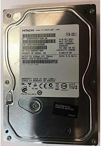 محرك الأقراص الصلبة Hitachi 0F13651 Deskstar 7K1000.C سعة 250 جيجابايت SATA/300 7200 دورة في الدقيقة وسعة 16 ميجابايت (متجدد) in Kuwait