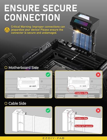 EZDIY-FAB Shield ARGB 24-Pin180 Degree Angle Adapter Black with Shield 12VHPWR 12+4 GPU Power Adapter,Standard Type -Black in Saudi Arabia