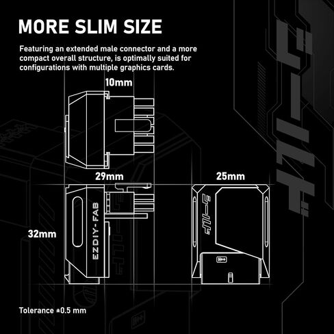 EZDIY-FAB Shield ARGB 24-Pin180 Degree Angle Adapter Black with Shield 12VHPWR 12+4 GPU Power Adapter,Standard Type -Black in Saudi Arabia