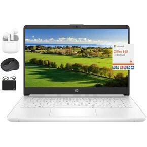 HP 2024 14" Laptop Notebook Thin Light for Students Business, Quad-Core Intel N4120, 4GB RAM, 128GB (64GB eMMC+ 64GB Card), 1 Year Office 365, Webcam, WiFi, Windows 11S, HubxcelAccessory White in Kuwait