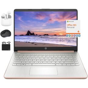 HP 2024 14" Laptop Notebook Thin Light for Students Business, Quad-Core Intel N4120, 4GB RAM, 128GB (64GB eMMC+ 64GB Card), 1 Year Office 365, Webcam, WiFi, Windows 11S, HubxcelAccessory White in Saudi Arabia