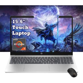 كمبيوتر محمول للأعمال HP Pavilion مقاس 15.6 بوصة بشاشة لمس FHD، AMD Ryzen 7 7730U، ذاكرة الوصول العشوائي 16 جيجابايت، 512 جيجابايت PCIe SSD، لوحة مفاتيح رقمية، كاميرا ويب، Wi-Fi 6، HDMI، Windows 11، مع ماوس in Kuwait