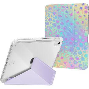 متوافق مع حافظة iPad الجيل الحادي عشر A16 مقاس 11 بوصة 2025، حافظة iPad الجيل العاشر 10.9 بوصة 2022 مع حامل أقلام، حامل Origami Trifold متعدد الزوايا، غطاء خلفي شفاف نحيف، بني ليوبارد in Kuwait