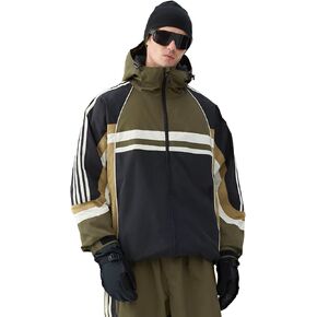 GSOU SNOW Men Ski Jacket Women Baggy Snowboard Jacket Snow Coat Mountain Jacket Hooded Waterproof Windproof Reflective Strip in Saudi Arabia