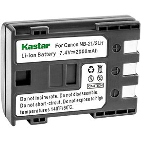 Kastar 2-Pack NB-2L / NB-2LH استبدال بطارية Canon MVX200، MVX200i، MVX250i، MVX300، MVX300i، MVX330i، MVX350i، DS126071، E160814، DS126151، Elura 40 MC، Elura 50، إلورا 60، إلورا 65 كاميرا in Saudi Arabia