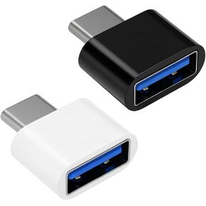 D & K Exclusives USB C to USB Adapter 3.0 OTG Converter 2-Pack – Type C Male to USB A Female Connector, High-Speed Plug and Play Aluminum Adapters for Laptop, Tablet, Phone (Black & White) in Kuwait