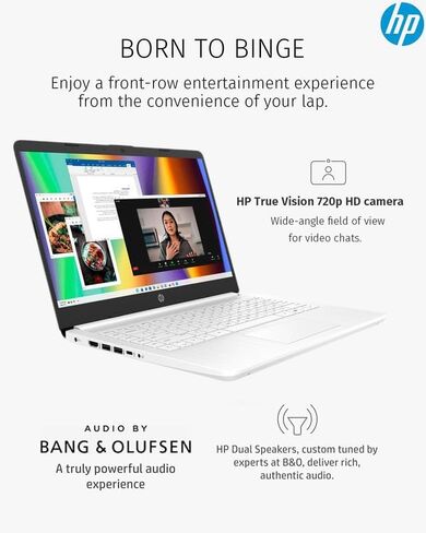 HP 2024 14" Laptop Notebook Thin Light for Students Business, Quad-Core Intel N4120, 4GB RAM, 128GB (64GB eMMC+ 64GB Card), 1 Year Office 365, Webcam, WiFi, Windows 11S, HubxcelAccessory White in Kuwait