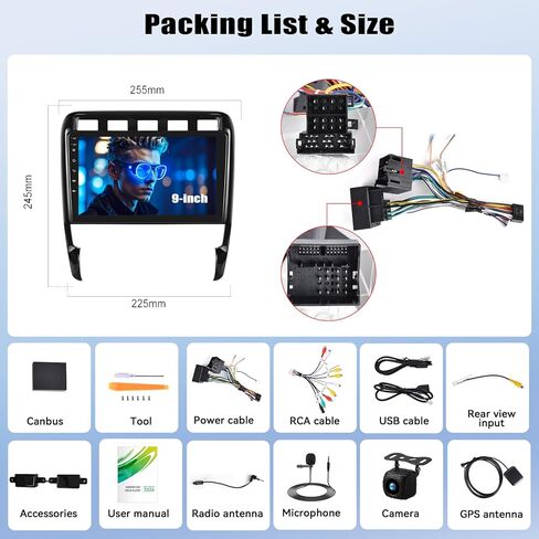 4G+128G Android Car Stereo Radio for Porsche Cayenne 2003-2010 9 Inch incell Touch Screen with WiFi Bluetooth Wireless Carplay Android Auto GPS Navigation Backup Camera SWC FM RDS MIC in Saudi Arabia