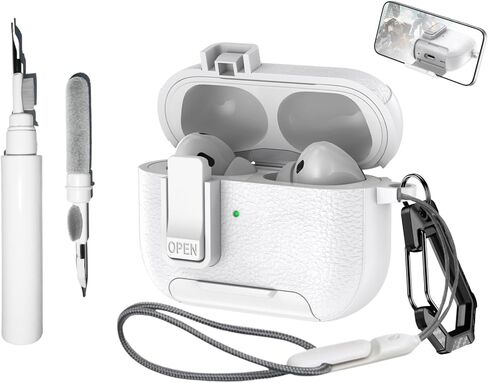 [4 في 1] حافظة قفل TSVSXS متوافقة مع AirPods Pro 3 مع سلسلة مفاتيح ومجموعة تنظيف، غطاء واقٍ صلب مضاد للصدمات للنساء والرجال مع حبل قصير in Kuwait