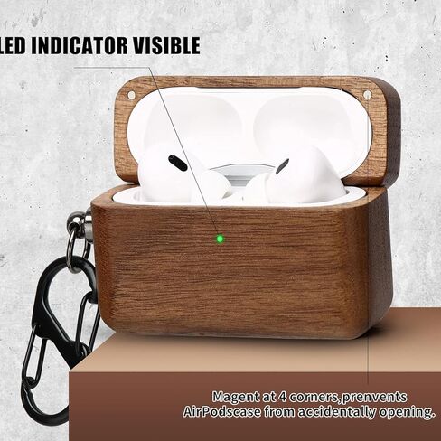 حافظة AirPods فريدة من نوعها من الخشب المحبب - واقي سماعة أذن خشبي مصنوع يدويًا متوافق مع AirPods (خشب الجوز، Airpod pro الجيل الثالث) in Saudi Arabia