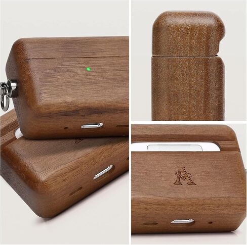 حافظة AirPods فريدة من نوعها من الخشب المحبب - واقي سماعة أذن خشبي مصنوع يدويًا متوافق مع AirPods (خشب الجوز، Airpod pro الجيل الثالث) in Saudi Arabia