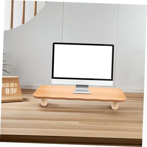STOBOK Ergonomic Desktop Organizer Storage Shelf for Desk Wooden Monitor Stand Riser for Office Suitable for Computers and Laptops in Saudi Arabia