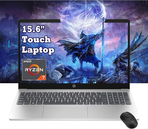 HP Pavilion 15.6" FHD Touchscreen Business Laptop, AMD Ryzen 7 7730U, 16GB RAM, 512GB PCIe SSD, Numeric Keypad, Webcam, Wi-Fi 6, HDMI, Windows 11, W/Mouse in Saudi Arabia