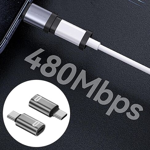 2 قطعة 8Pin أنثى إلى نوع C ذكر محول 35 واط شحن سريع ونقل البيانات 480 ميجابت في الثانية لأجهزة Phone16/15 in Kuwait