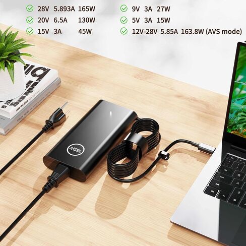 165W 28V 5.893A USB C AC Laptop Charger Compatible with Dell Precision 5680 5690 XPS 17 9720 9730 Inspiron 14 Plus 7430 16 Plus 7640 HA165PM210 DA165PM210 Power Supply Adapter in Kuwait