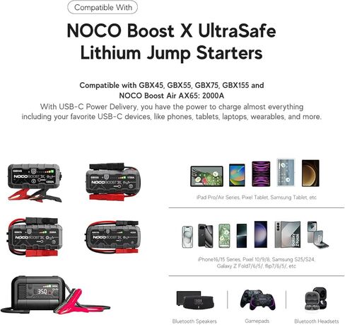 65W USB C Charger for NOCO Boost X GBX75 GBX55 GBX45 Jump Starter Laptop HP Omnibook 5 X 14 Next Gen AI PC UOWAMOU BTC501 BTC512 Dell PC Pro 14 Plus 13 16 Surface Pro Type-C Power Supply Cable in Kuwait
