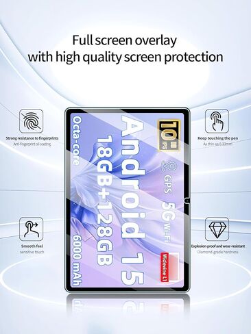 واقي شاشة لجهاز Aobante K70 اللوحي مقاس 10 بوصات Android، مضاد للخدش 9H صلابة اللمس الحساسة 2.5D حواف مستديرة خالية من الفقاعات سهلة التركيب، عبوتان. in Kuwait