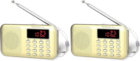 Retekess PR11 AM FM Radio Portable, Rechargeable Transistor Radios Small, with Headphone Jack MP3 Music Player Speaker Support Micro SD Card for Outdoor (Gold) in Saudi Arabia