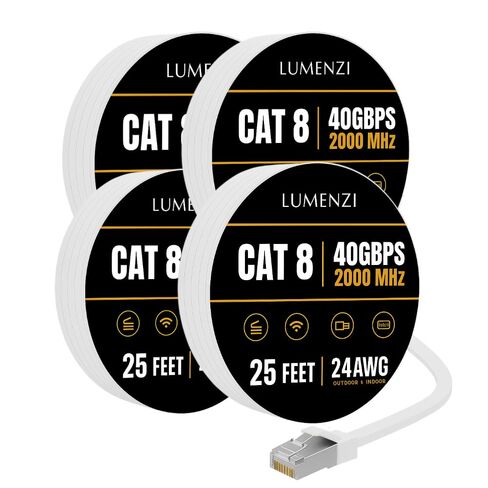 كابل إيثرنت مسطح Cat8 بطول 5 أقدام، حزمة من 6 قطع، سلك تصحيح الشبكة بسرعة 40 جيجابت في الثانية بسرعة 2000 ميجا هرتز، كابل LAN محمي S/FTP مع موصلات RJ45، للألعاب، جهاز التوجيه، المودم، الكمبيوتر المحمول in Kuwait